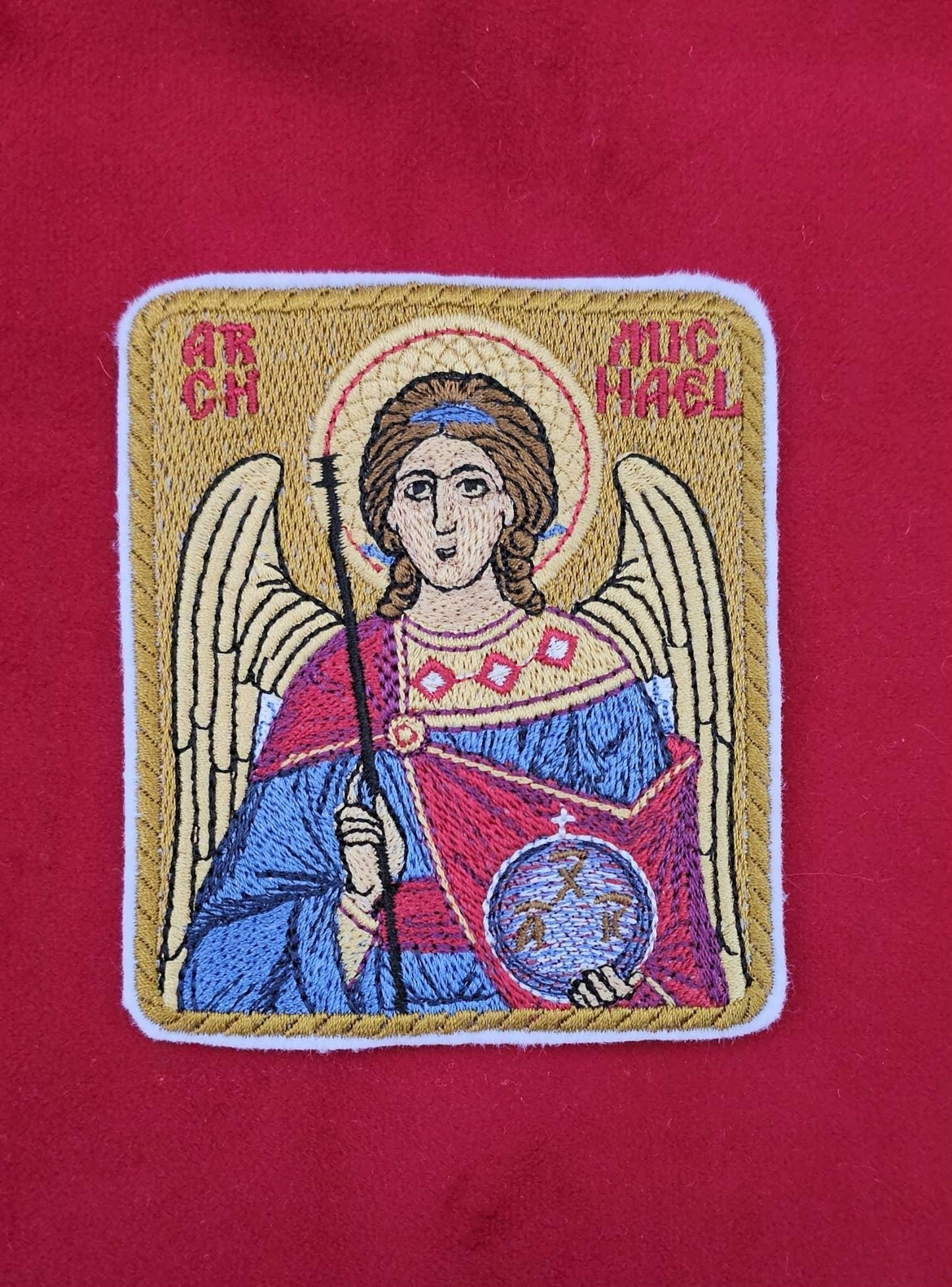 Archangel Michael Embroidered Icon, Orthodox Christian Patch (3.4x4)