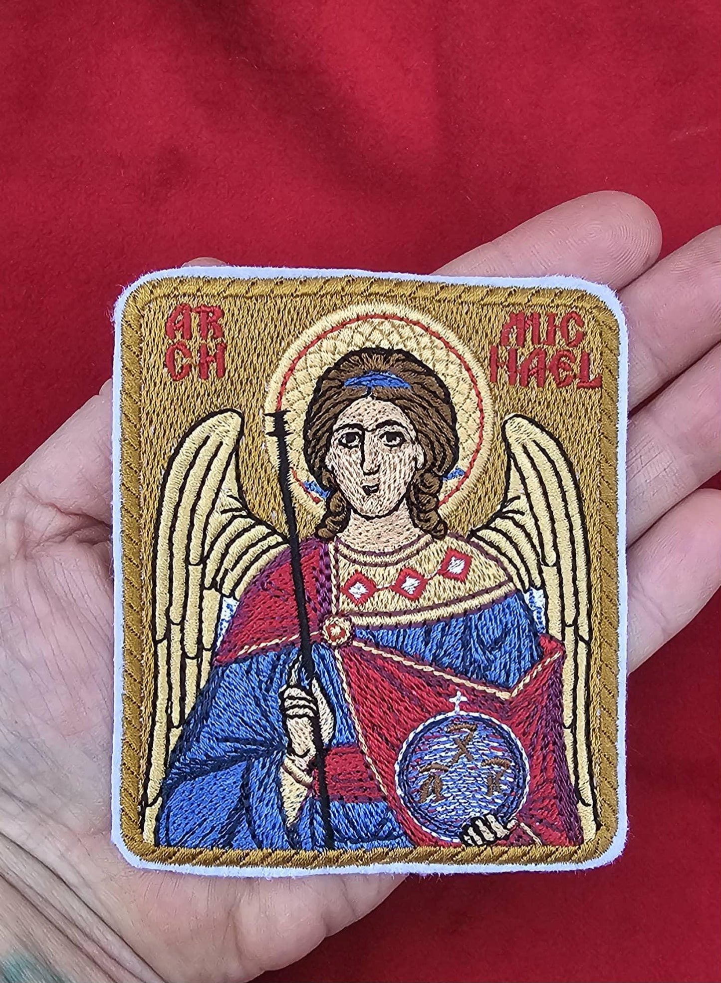 Archangel Michael Embroidered Icon, Orthodox Christian Patch (3.4x4)