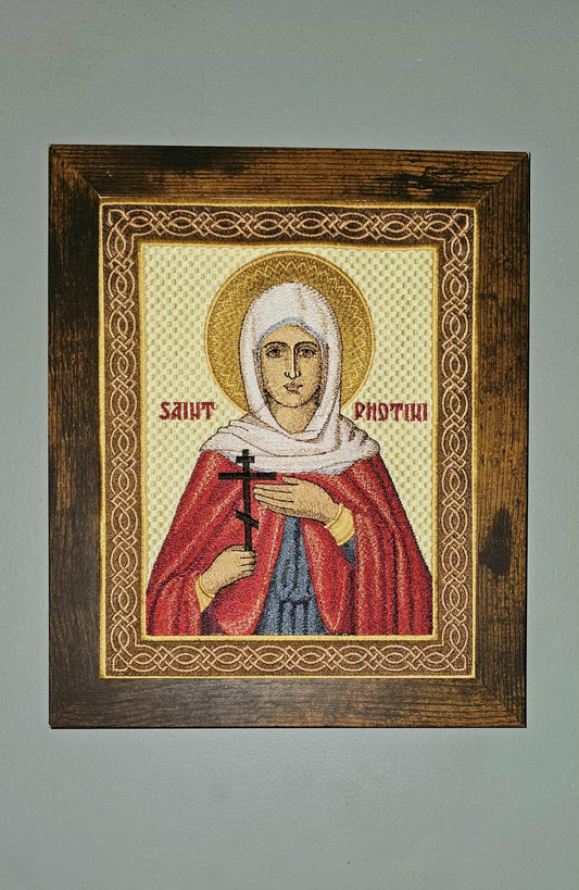 Embroidered Saint Photini Orthodox Icon - Handcut Christian Art (8x10)