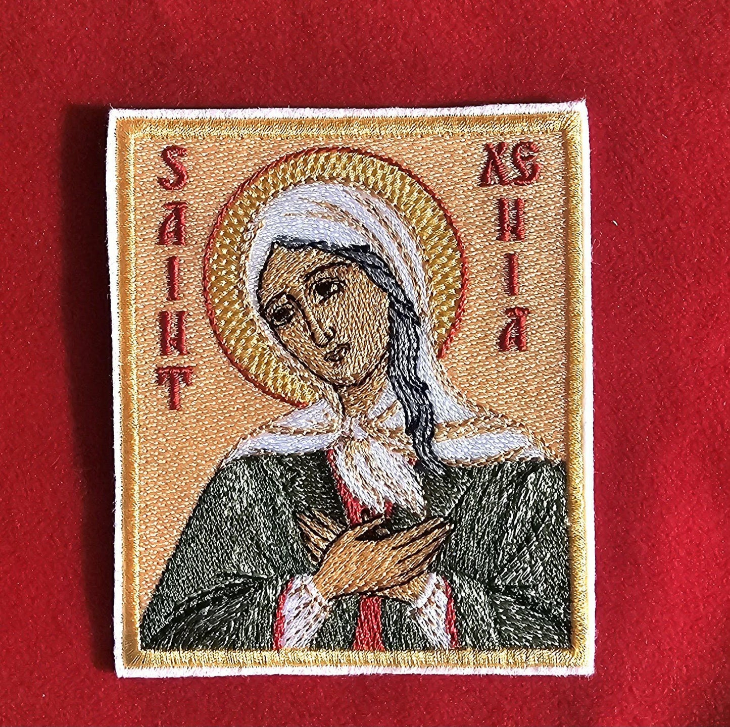 Saint Xenia of Saint Petersburg Pocket Icon  3.5x4 Embroidered Orthodox Travel Icon