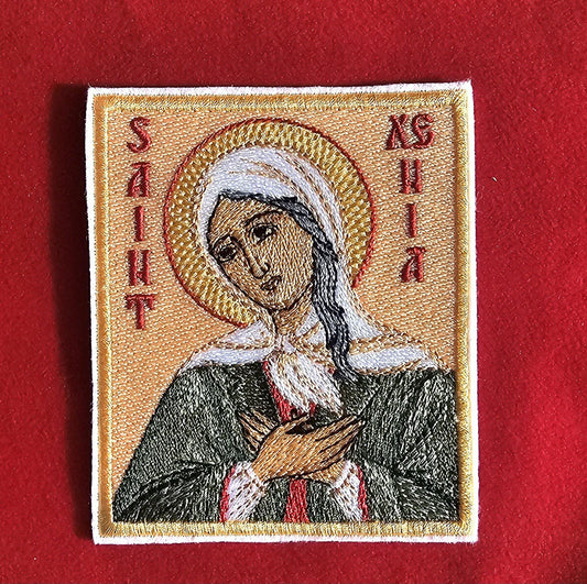 Saint Xenia of Saint Petersburg Pocket Icon  3.5x4 Embroidered Orthodox Travel Icon