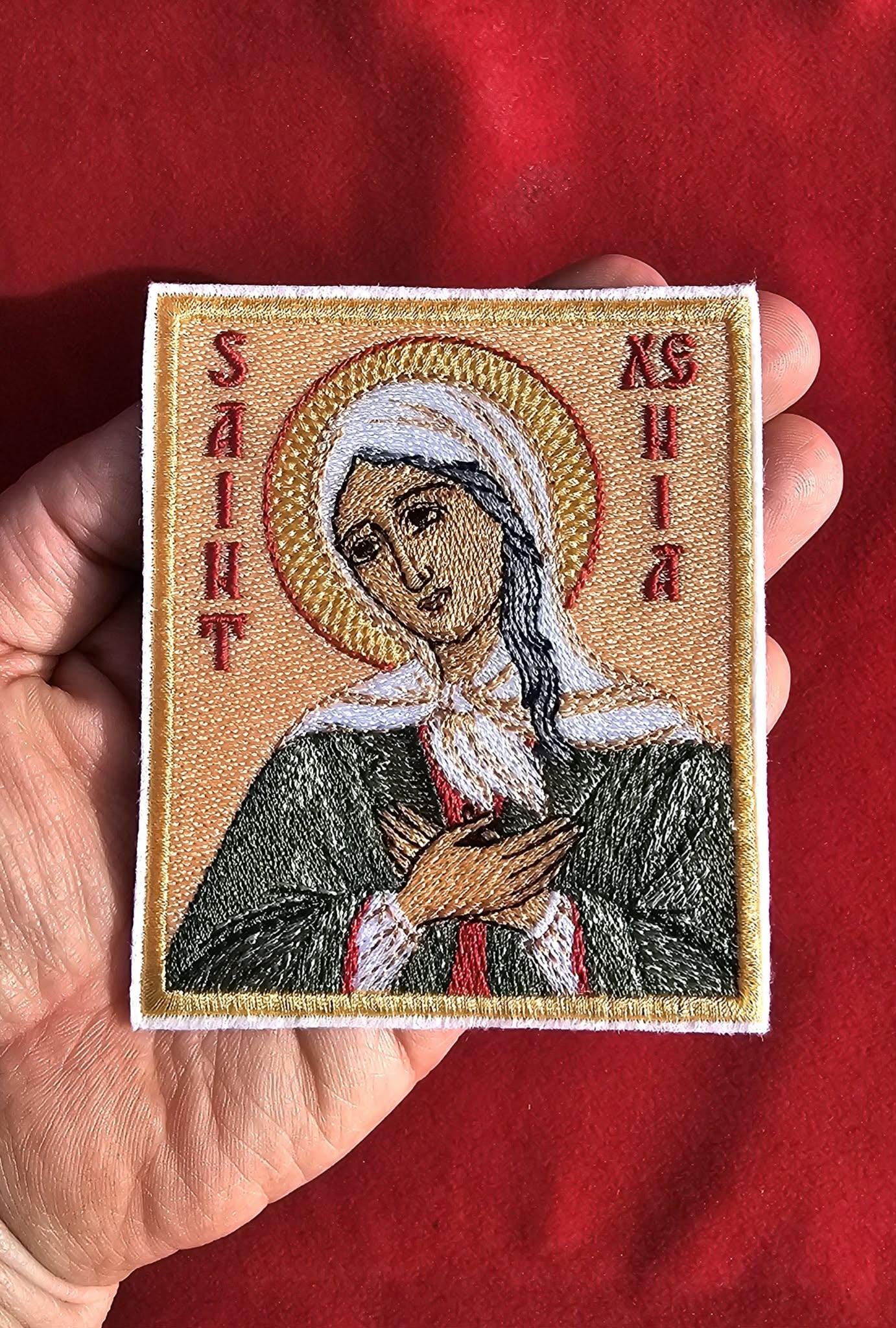 Saint Xenia of Saint Petersburg Pocket Icon  3.5x4 Embroidered Orthodox Travel Icon