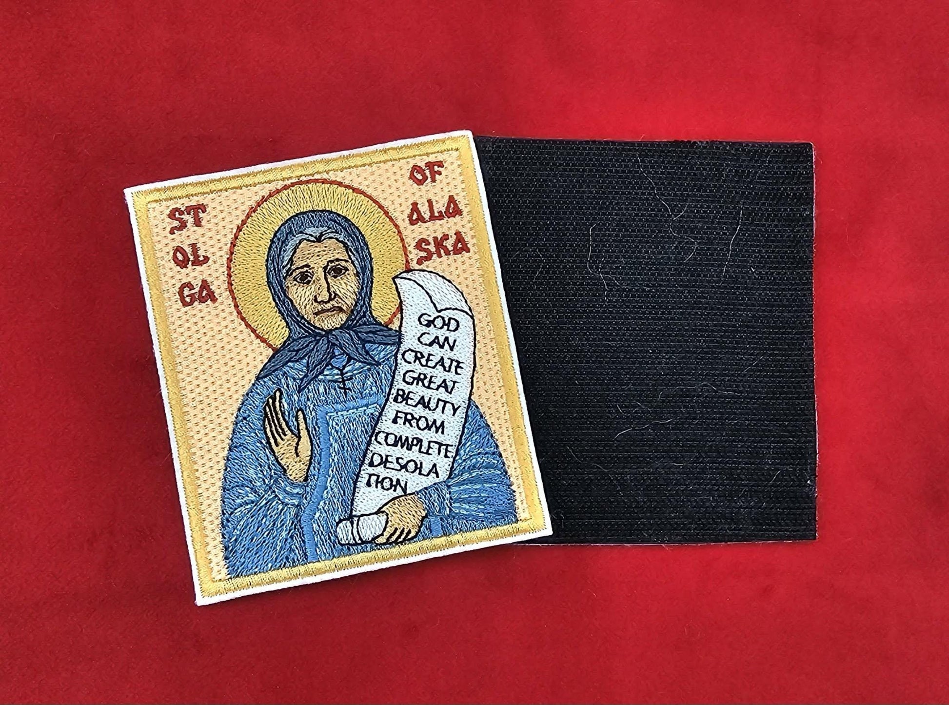 Saint Olga of Alaska Orthodox embroidered icon, 3.5x4, pocket size