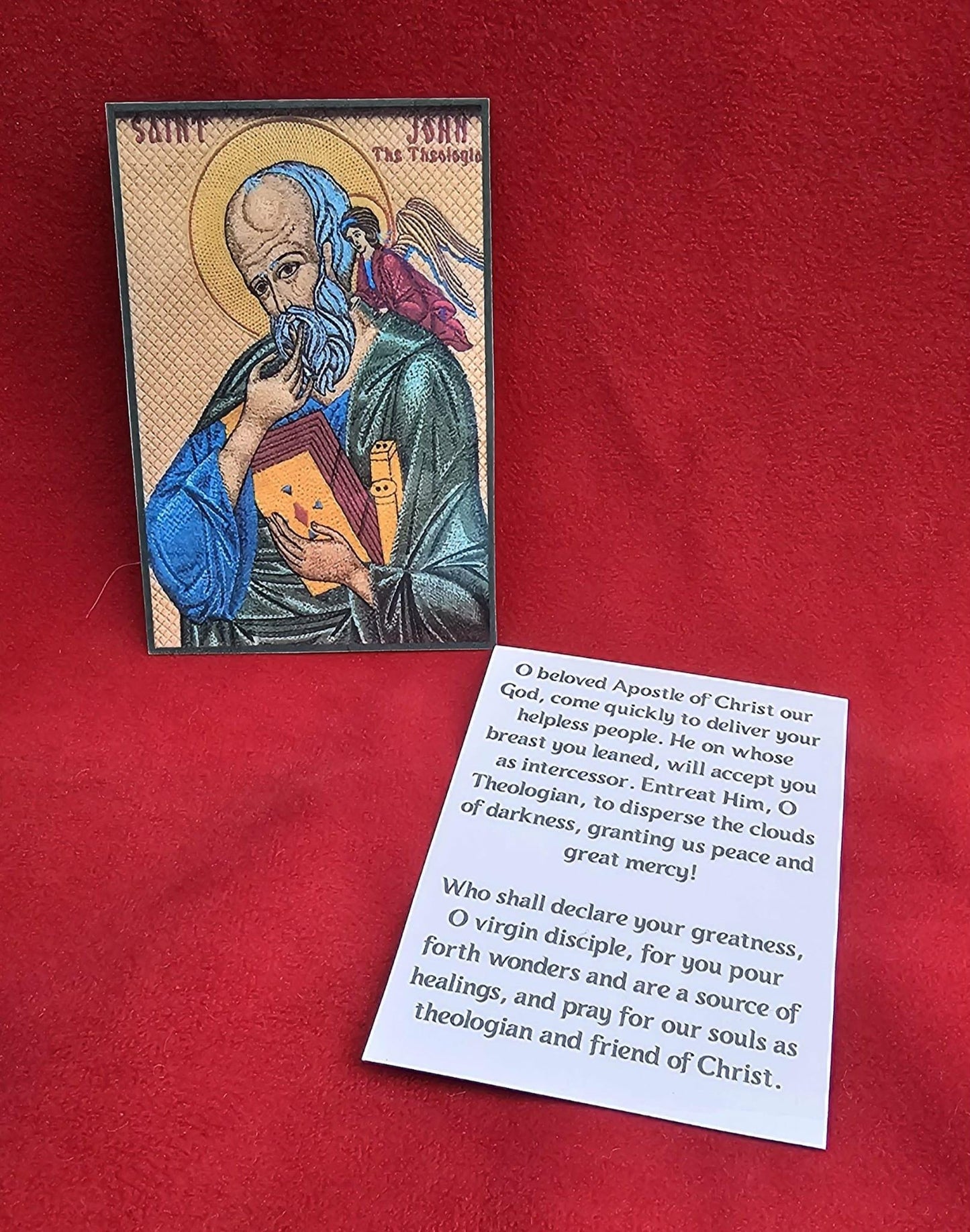 Saint John the Theologian Prayer Card  Laminated Holy Card | Small Orthodox Christian Icon | 2.25x3.38 Pocket Card | Apostle John