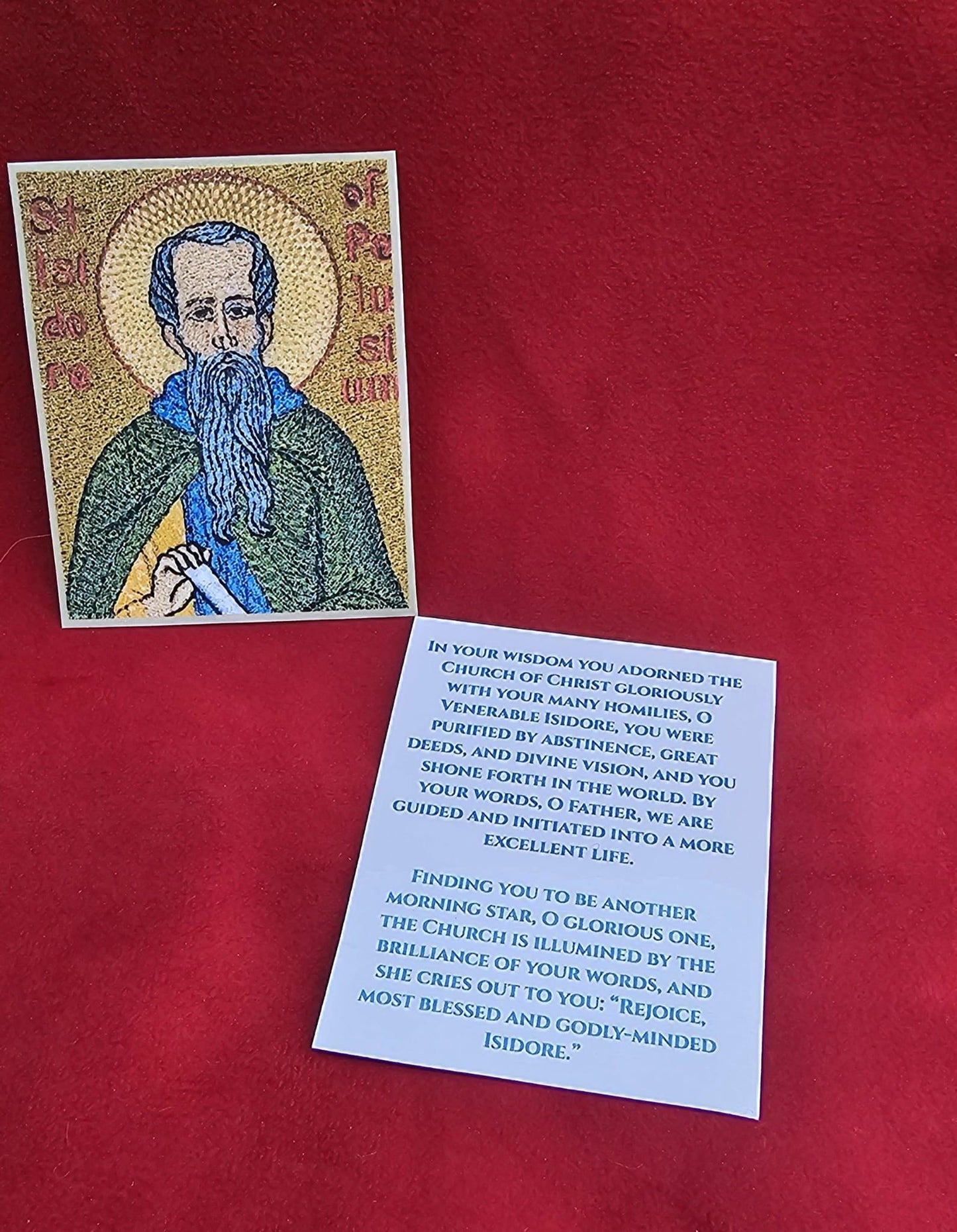 Saint Isidore the Hieromonk Laminated Orthodox Prayer Card  2.4 x 2.9 Inch Small Icon Card  St Isidore Holy Card