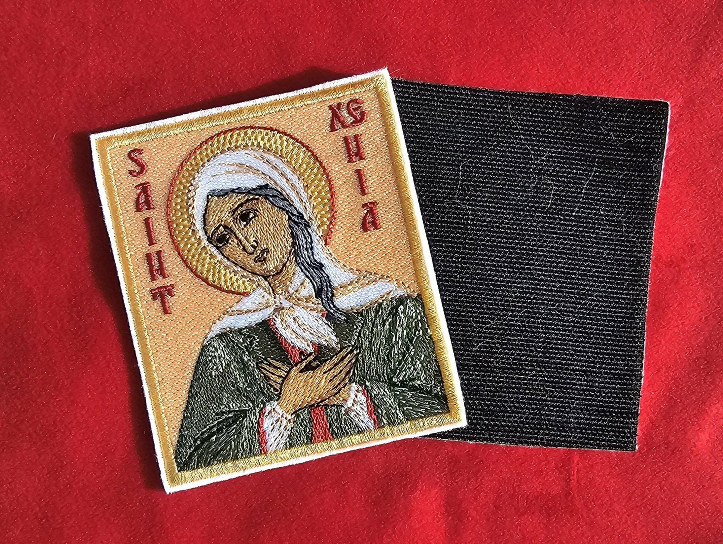 Saint Xenia of Saint Petersburg Pocket Icon  3.5x4 Embroidered Orthodox Travel Icon