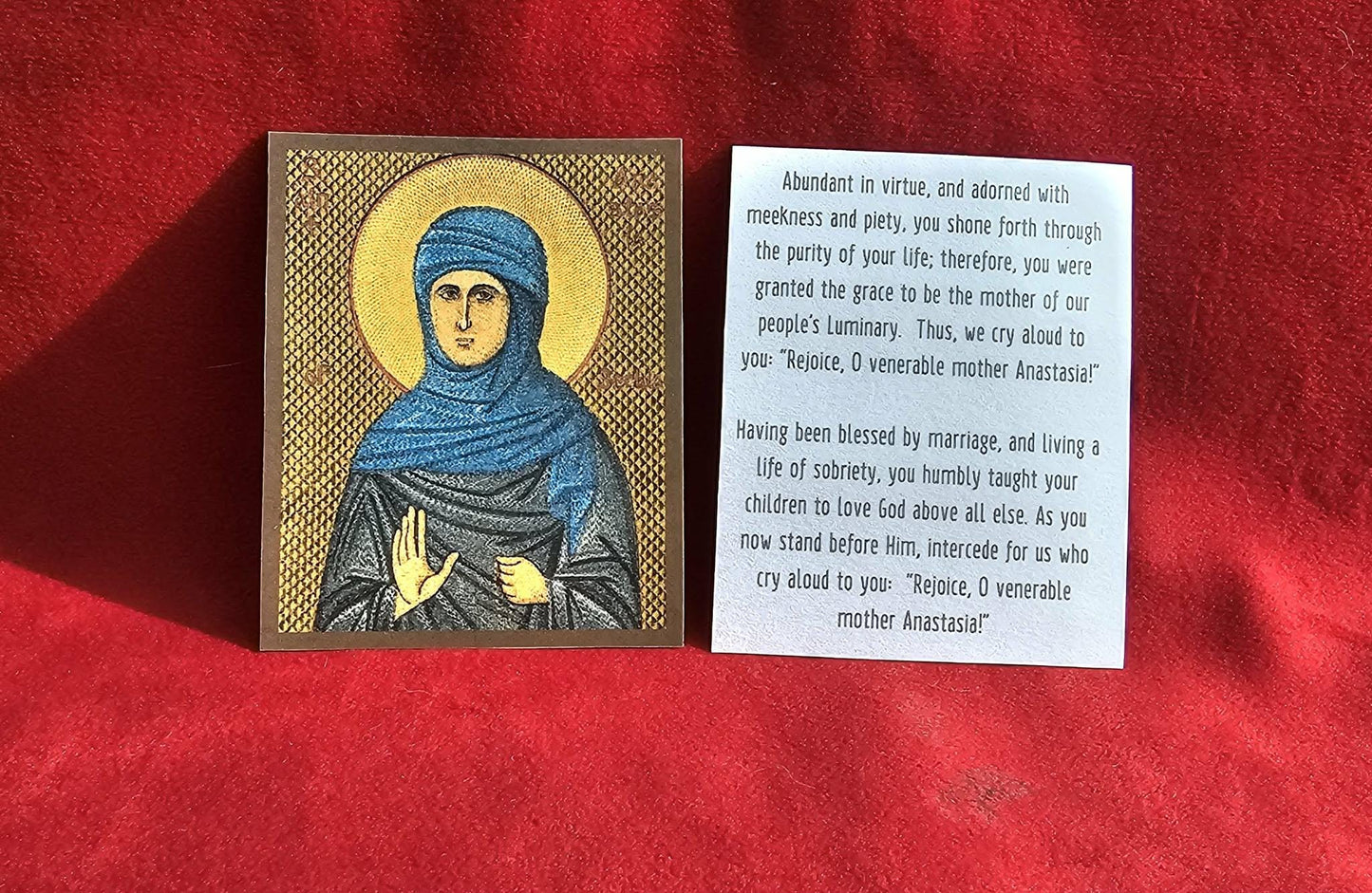 Embroidered St. Anastasia Icon | Byzantine Orthodox Prayer Card