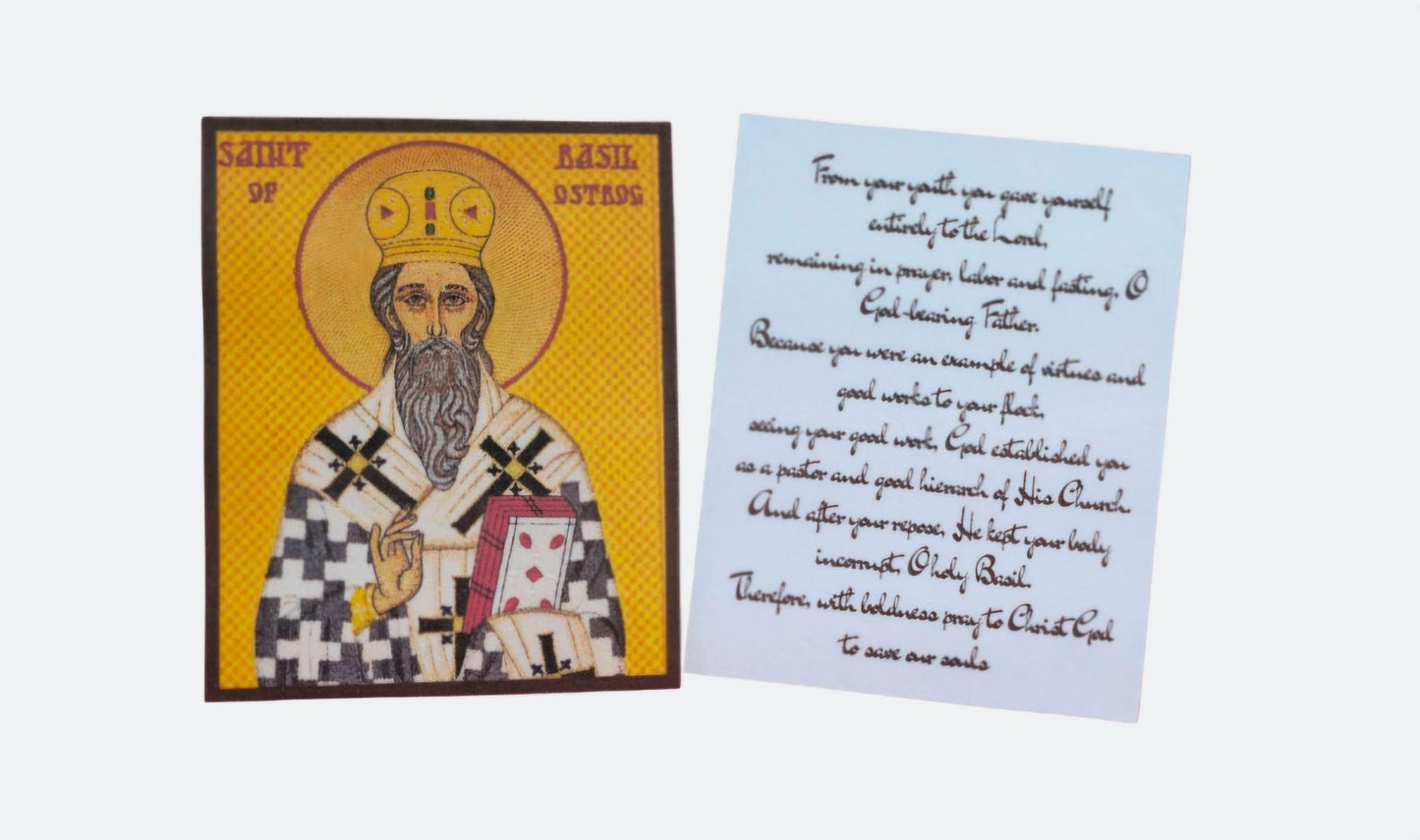 Saint Basil of Ostrog Prayer Card | Serbian Orthodox Mini Icon