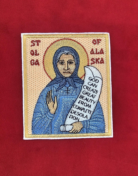 Saint Olga of Alaska Embroidered Icon Byzantine Orthodox Pocket Icon/ Patch (3.5x4)