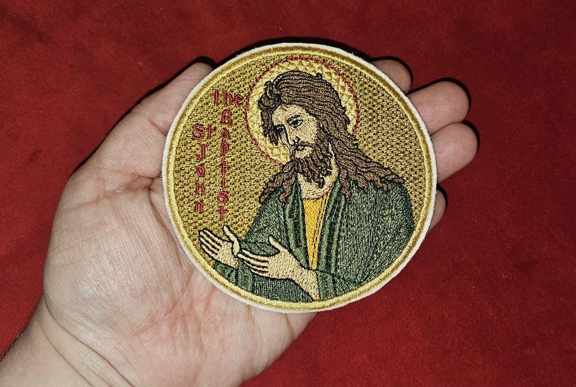 Saint John the Baptist Orthodox Pocket embroidered icon, pocket size