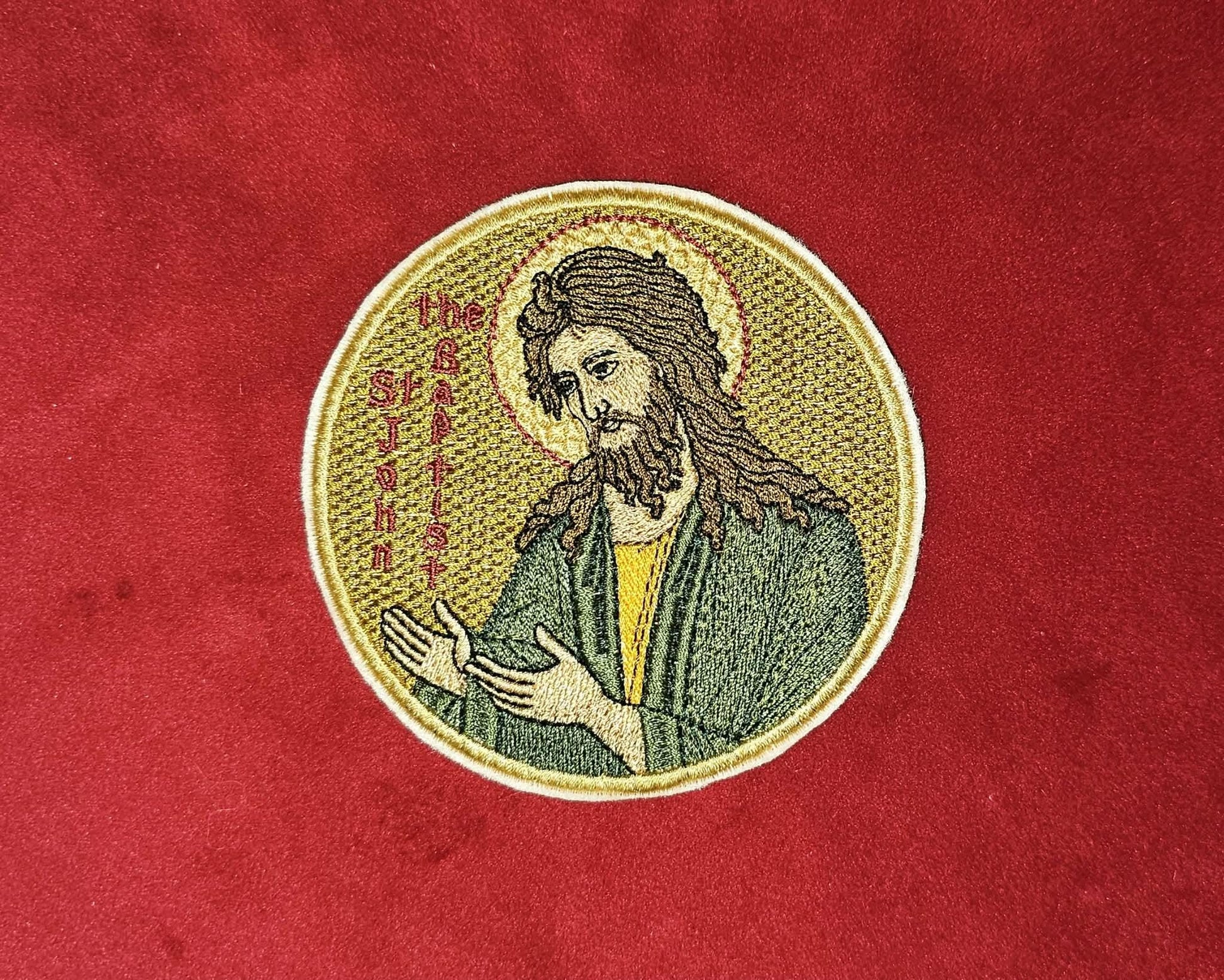 Saint John the Baptist Orthodox Pocket embroidered icon, pocket size