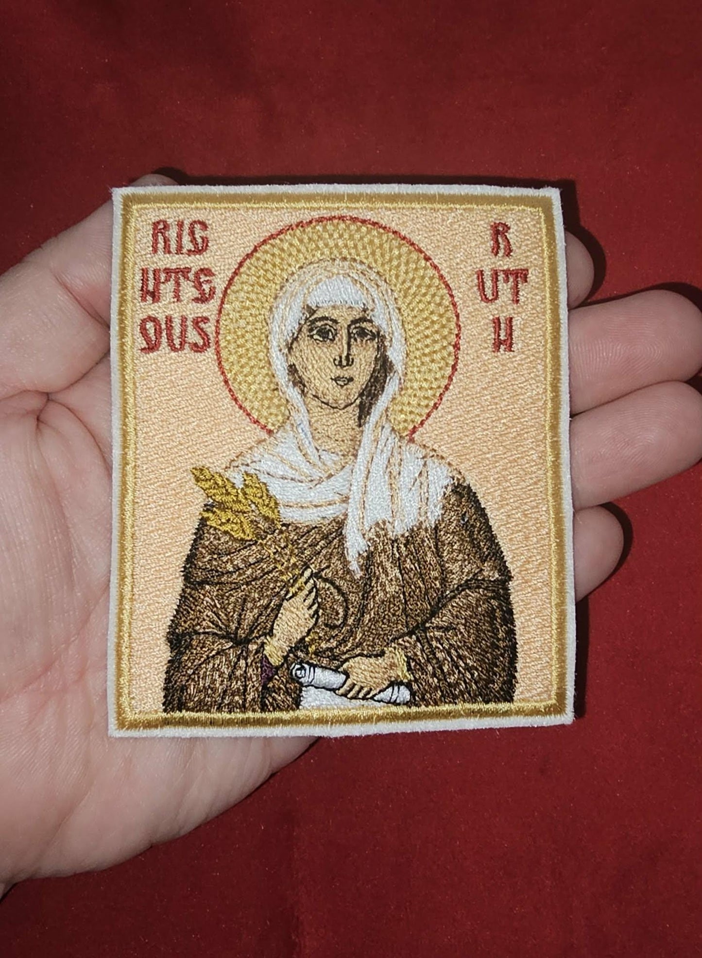 Righteous Ruth Embroidered Orthodox Pocket Icon or Patch 3.35 x 3.94 in Pocket Icon Cloth