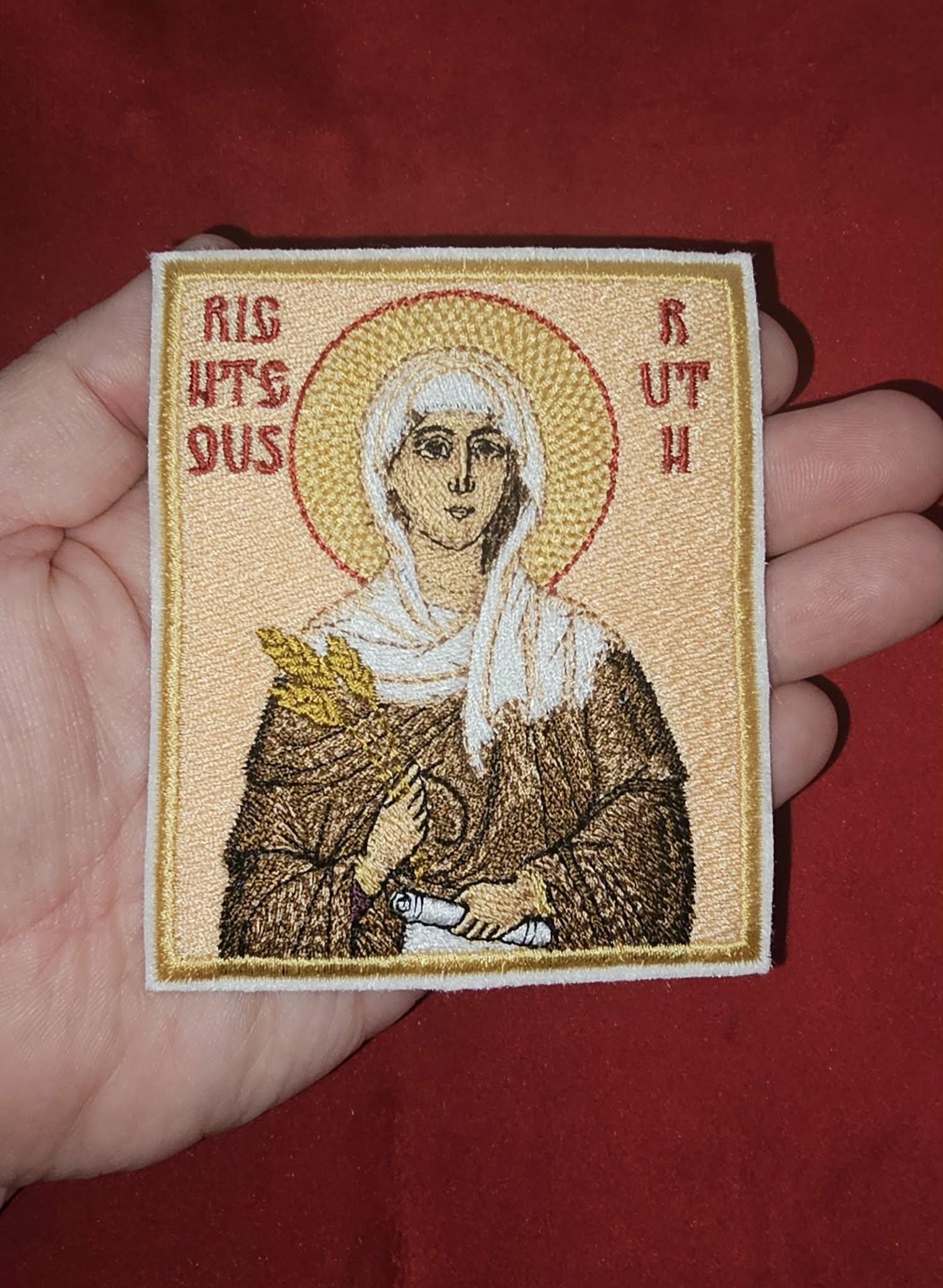 Righteous Ruth Embroidered Orthodox Pocket Icon or Patch 3.35 x 3.94 in Pocket Icon Cloth