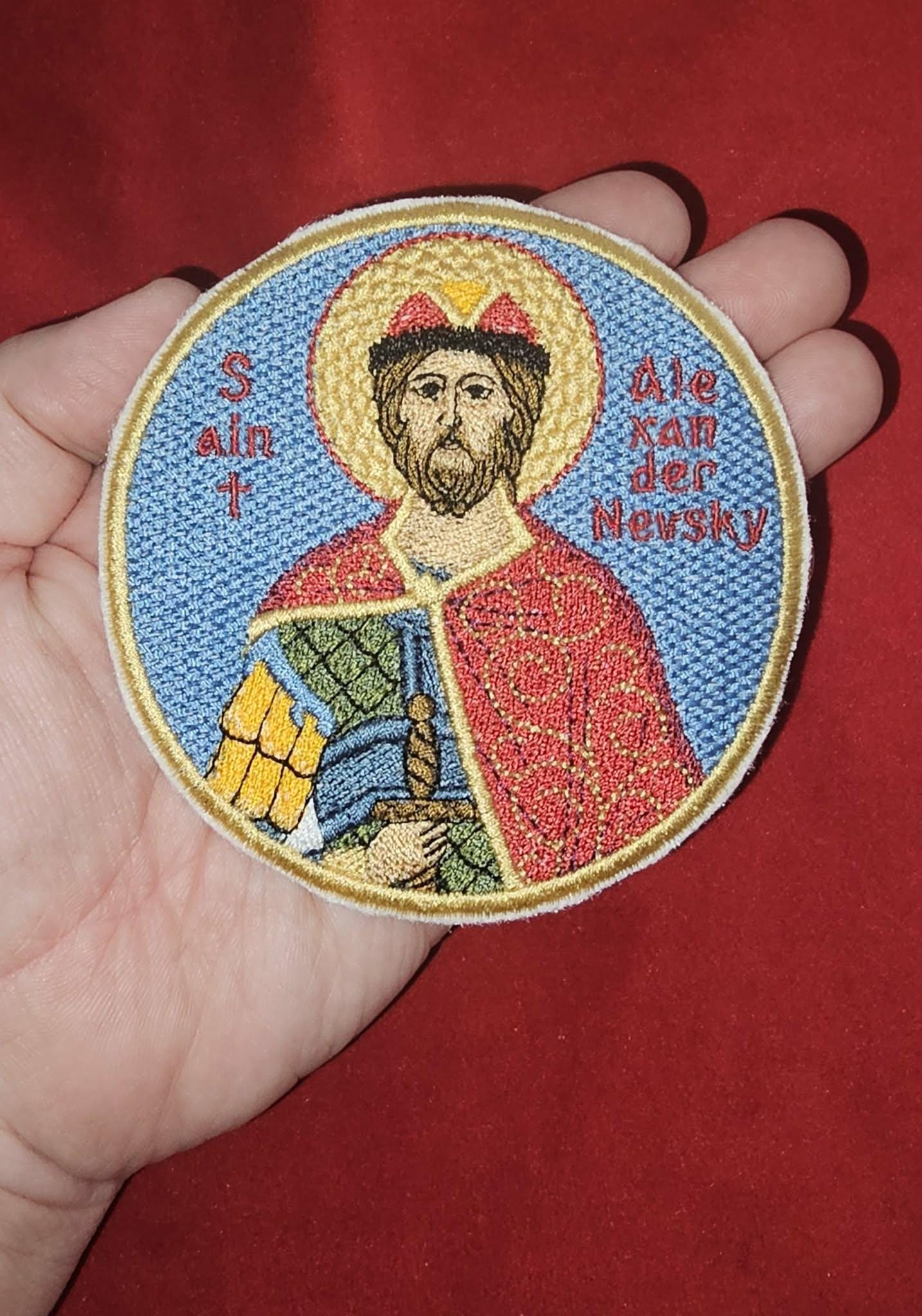Saint Alexander Nevsky Orthodox Pocket embroidered icon, pocket size