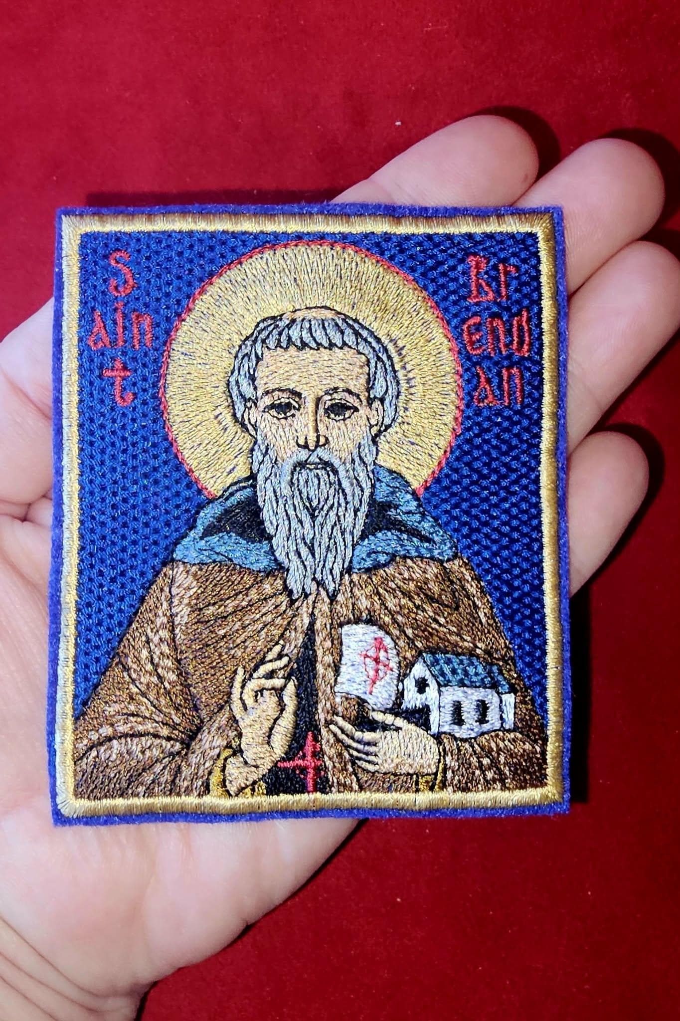 Saint Brendan the Navigator Embroidered Orthodox Icon | Pocket Icon or Patch | 3.34 x 3.94 Pocket Icon