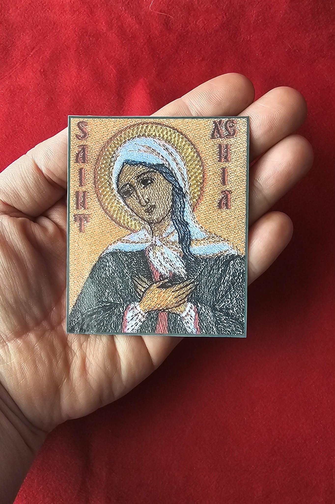 Saint Xenia of Saint Petersburg Laminated Orthodox Prayer Card embroidered icon