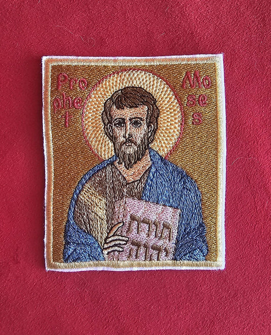 Prophet Moses Embroidered Orthodox Icon Pocket Icon / Hook Back 3.35 x 3.94 in