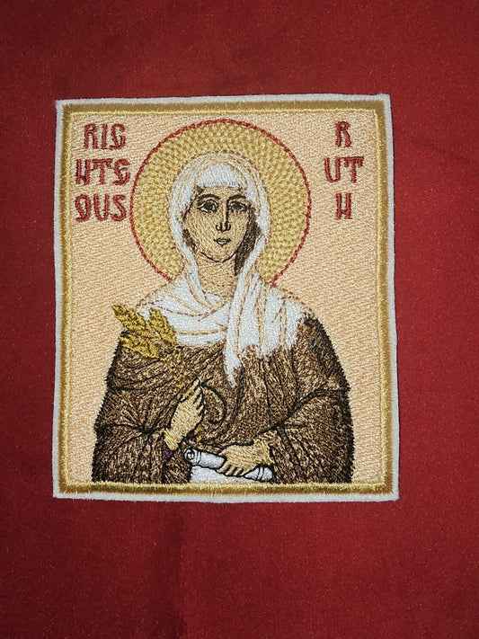 Righteous Ruth Embroidered Orthodox Pocket Icon or Patch 3.35 x 3.94 in