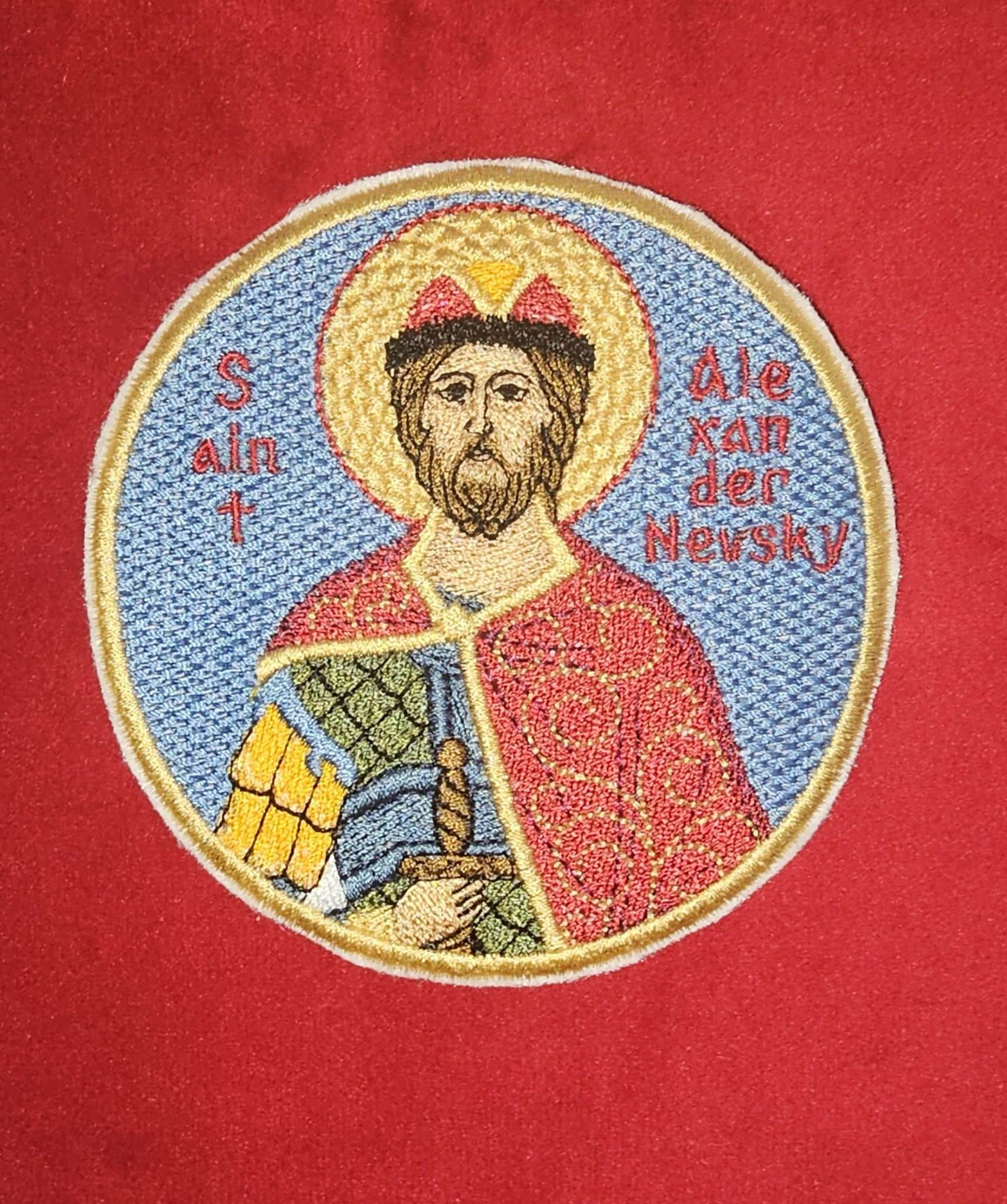 Saint Alexander Nevsky Orthodox Pocket embroidered icon, pocket size