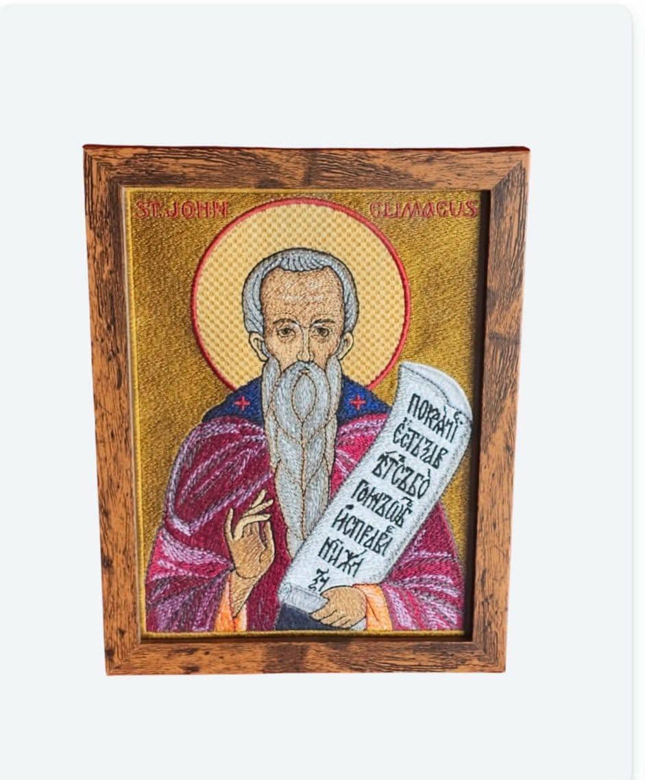Saint John Climacus Orthodox embroidered icon, 6x8