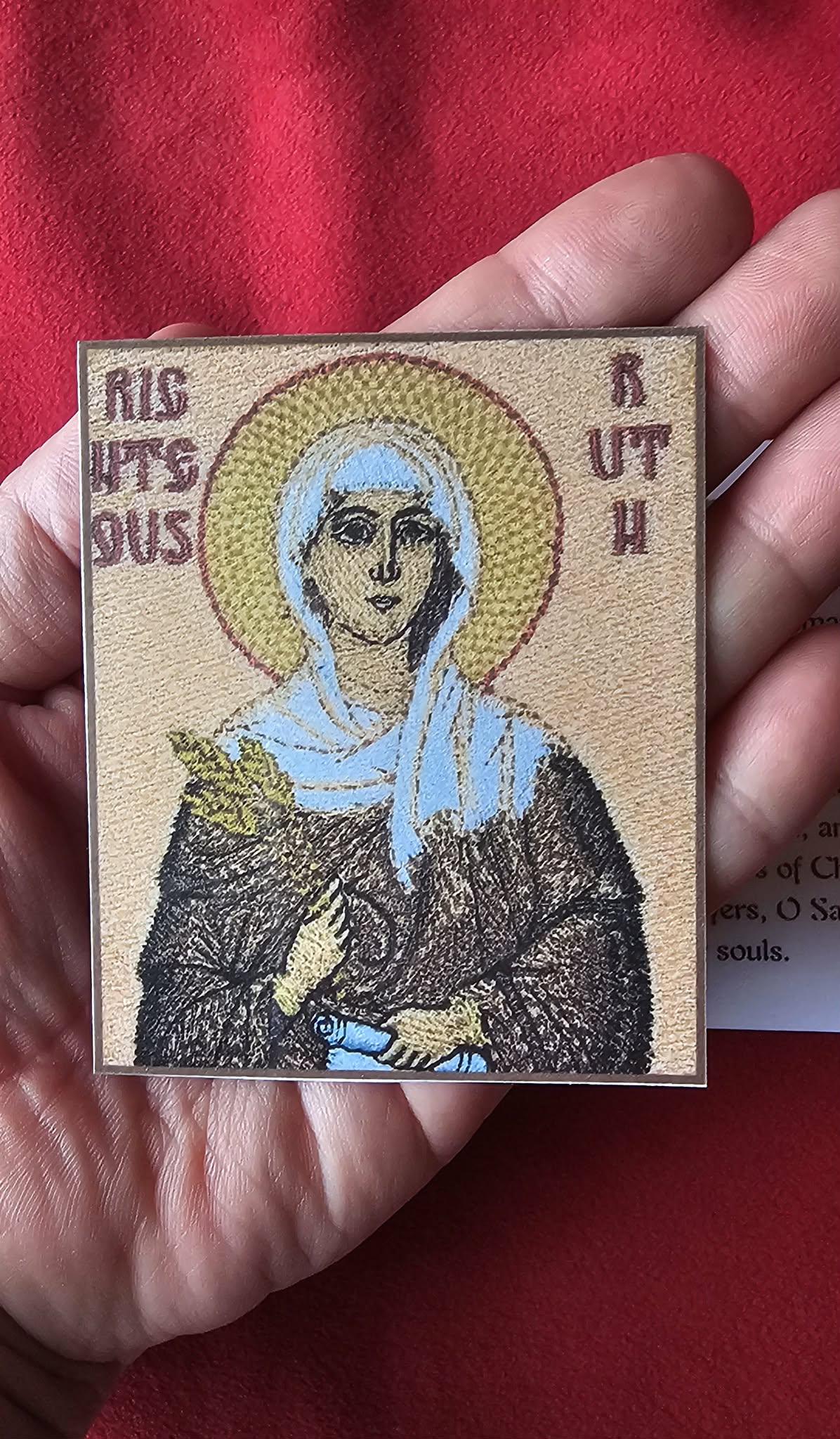 The Righteous Ruth Orthodox Prayer Card Laminated embroidered icon, 8x3