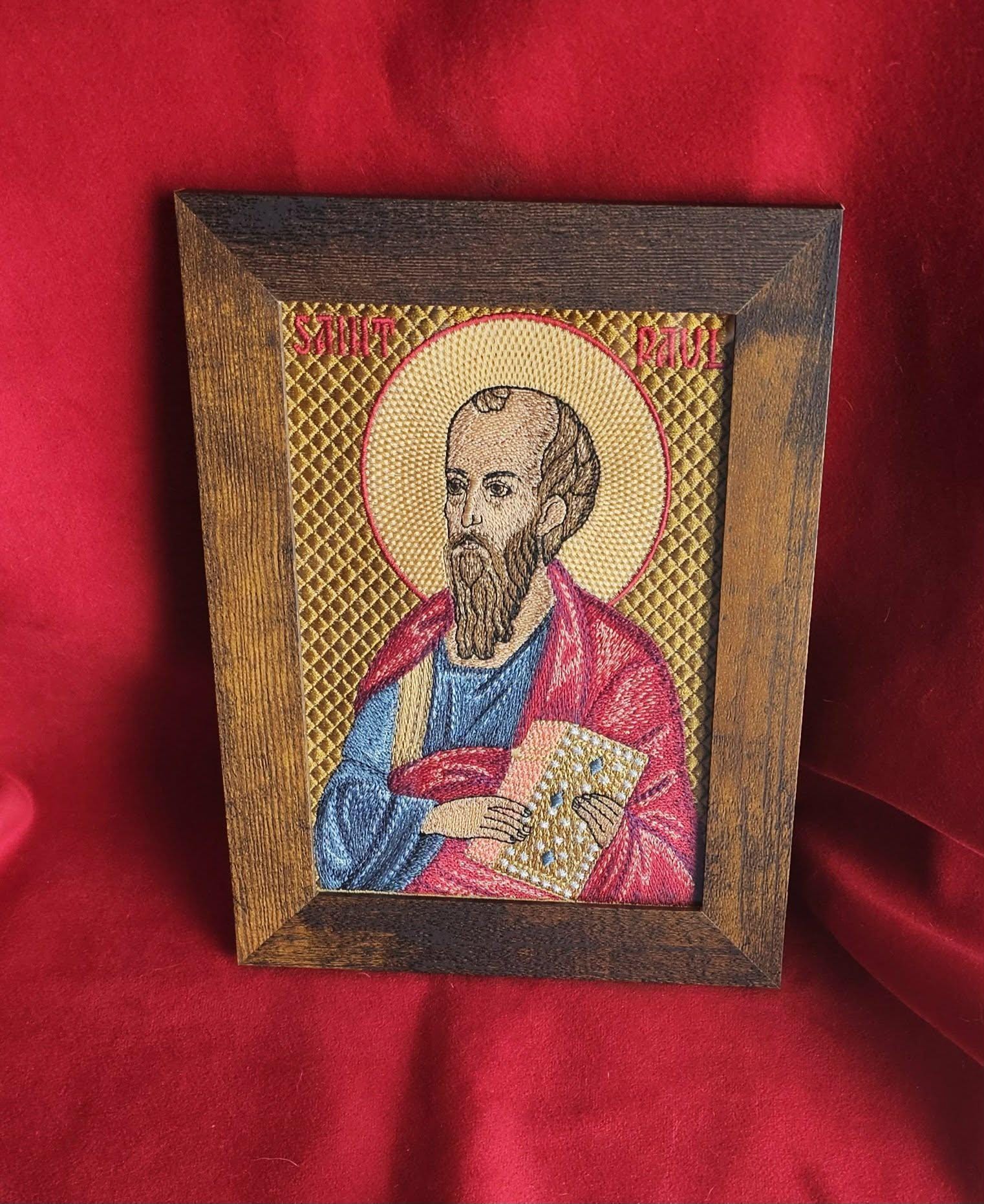 Saint Paul the Apostle Orthodox Embroidered Icon Saint Paul Icon Orthodox Icon – 5x7 – Embroidered Old Gold Book