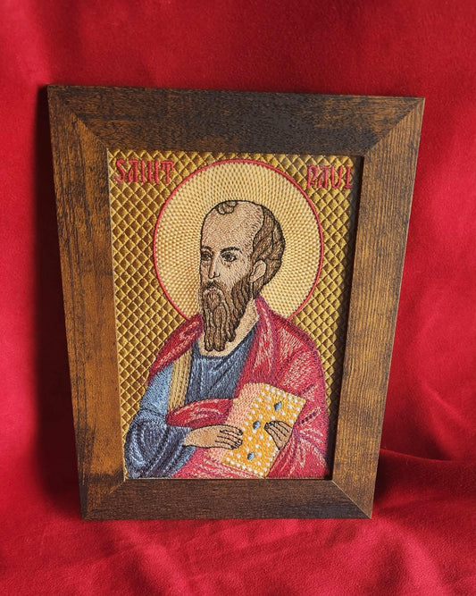Saint Paul the Apostle Orthodox Embroidered Icon Saint Paul Icon Orthodox Icon – 5x7 – Embroidered Tangerine Book