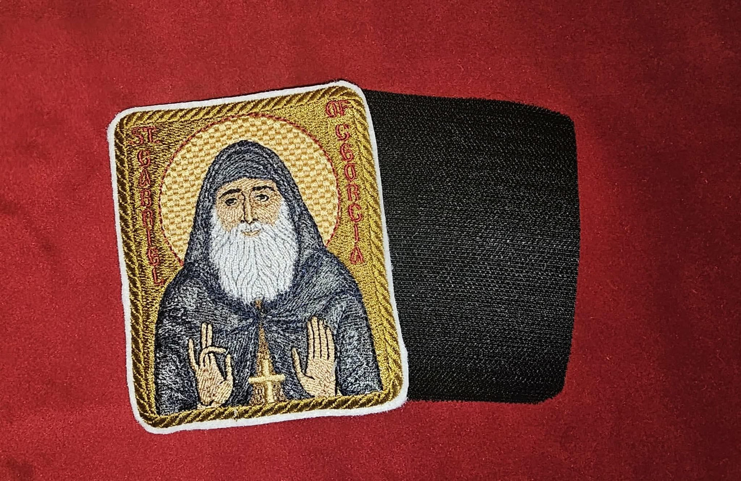 Saint Gabriel of Georgia Patch Orthodox Pocket embroidered icon, 3.35x3.94, pocket size