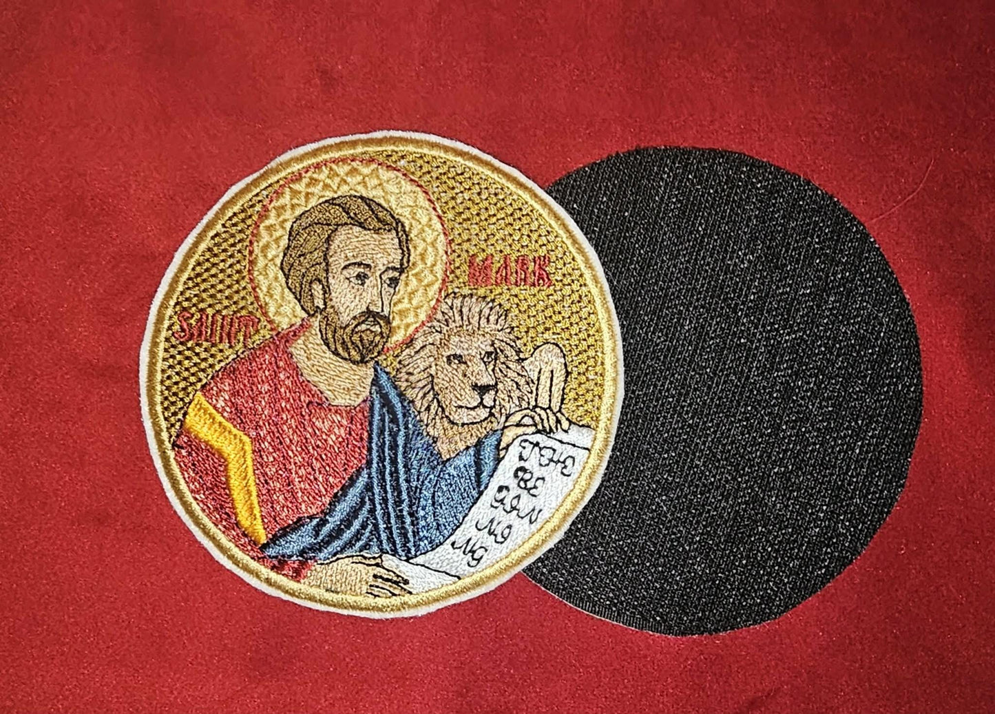 Saint Mark Orthodox embroidered icon, 4 inch round