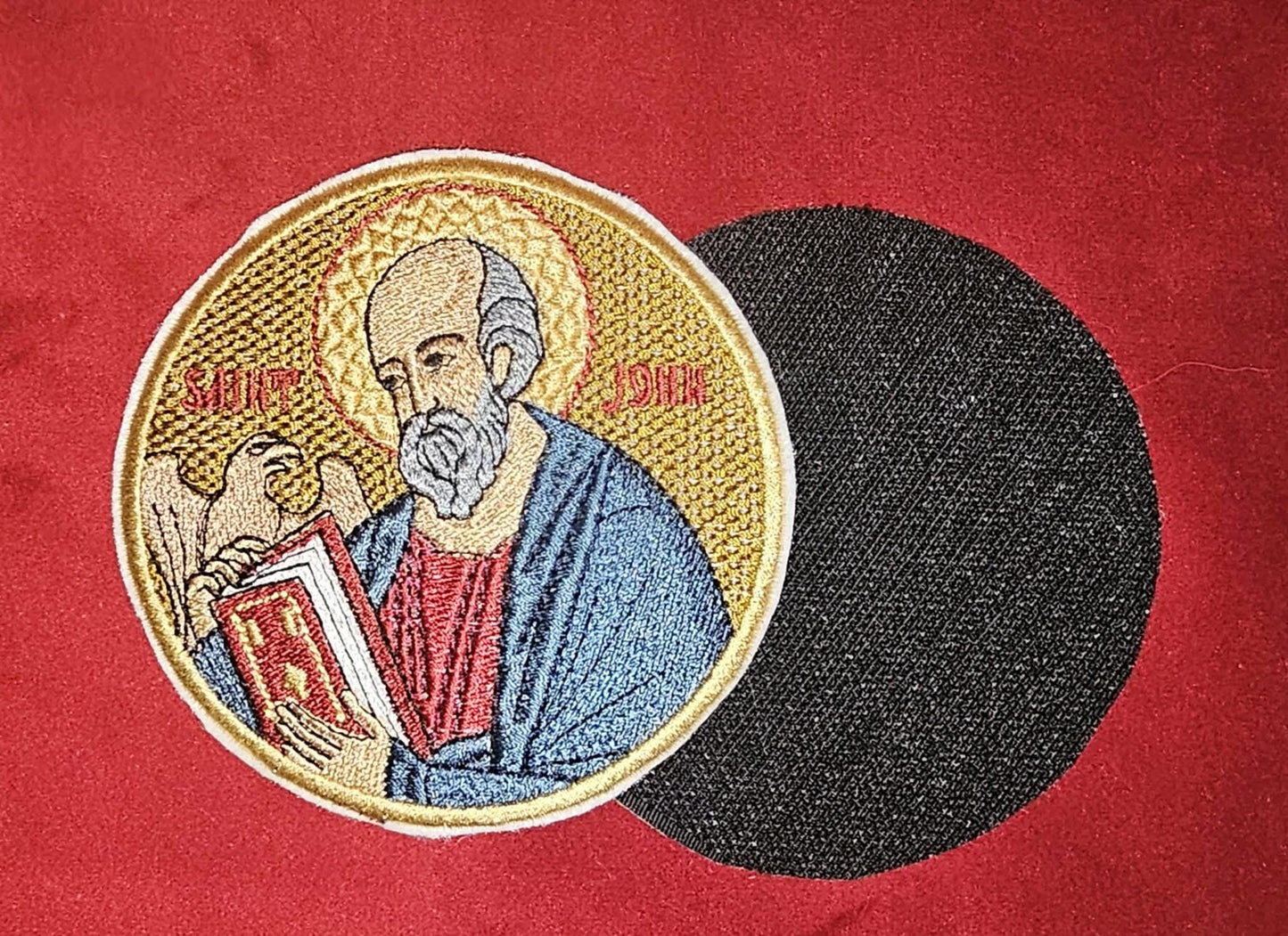 Saint John Orthodox embroidered icon, 4 inch round