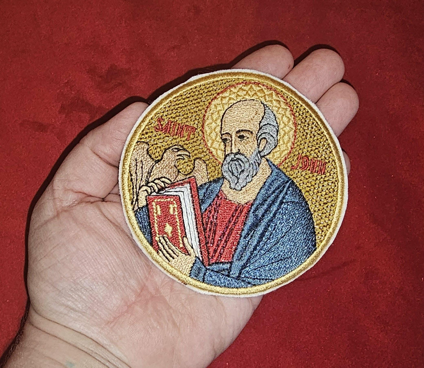 Saint Matthew Orthodox embroidered icon, 4 inch round