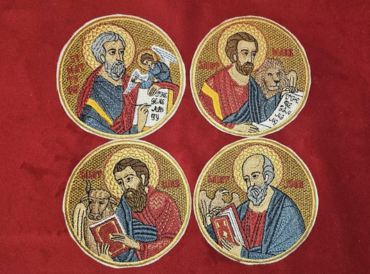 Saint Matthew Orthodox embroidered icon, 4 inch round