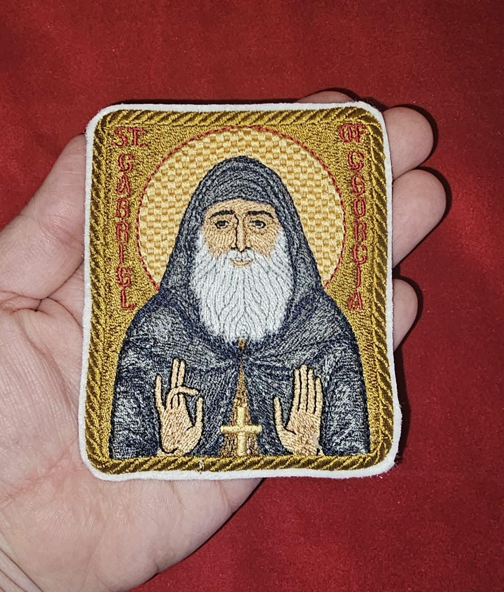 Saint Gabriel of Georgia Patch Orthodox Pocket embroidered icon, 3.35x3.94, pocket size
