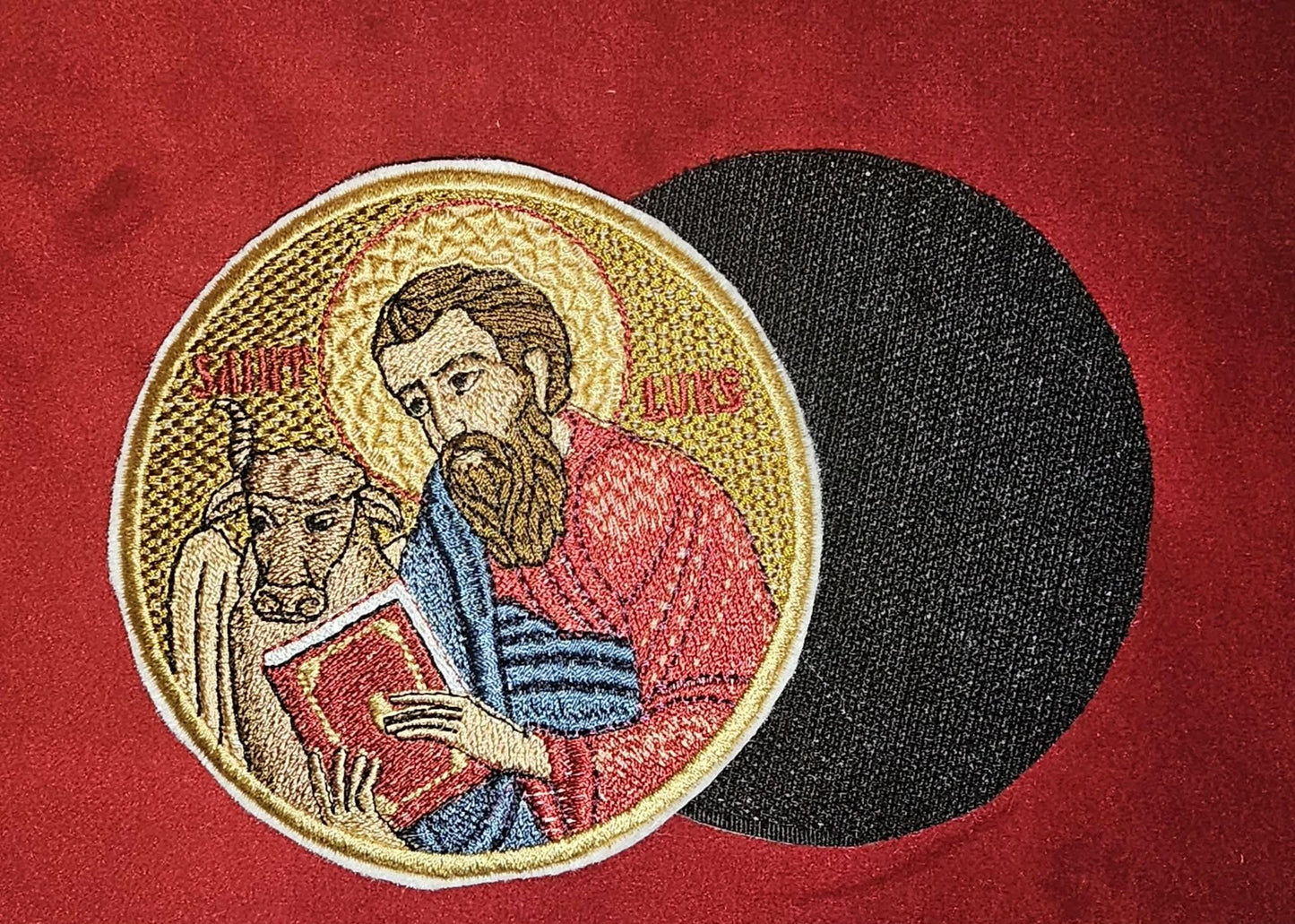 Saint Luke Orthodox embroidered icon, 4 inch round
