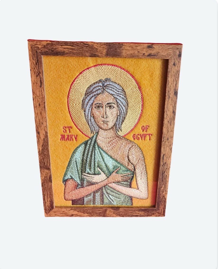 Saint Mary of Egypt Orthodox embroidered icon, 6x8