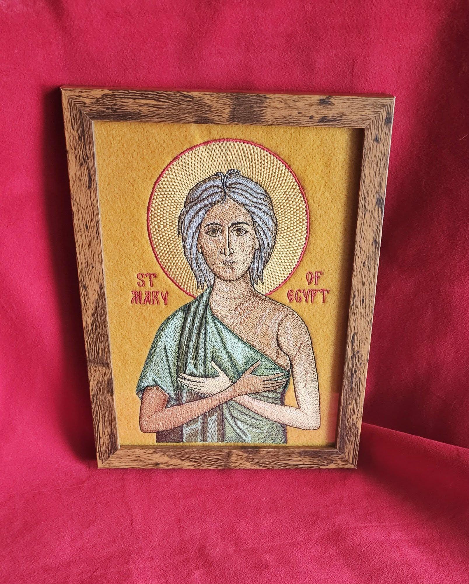 Saint Mary of Egypt Embroidered Icon 6x8 Byzantine Devotional Textile ...