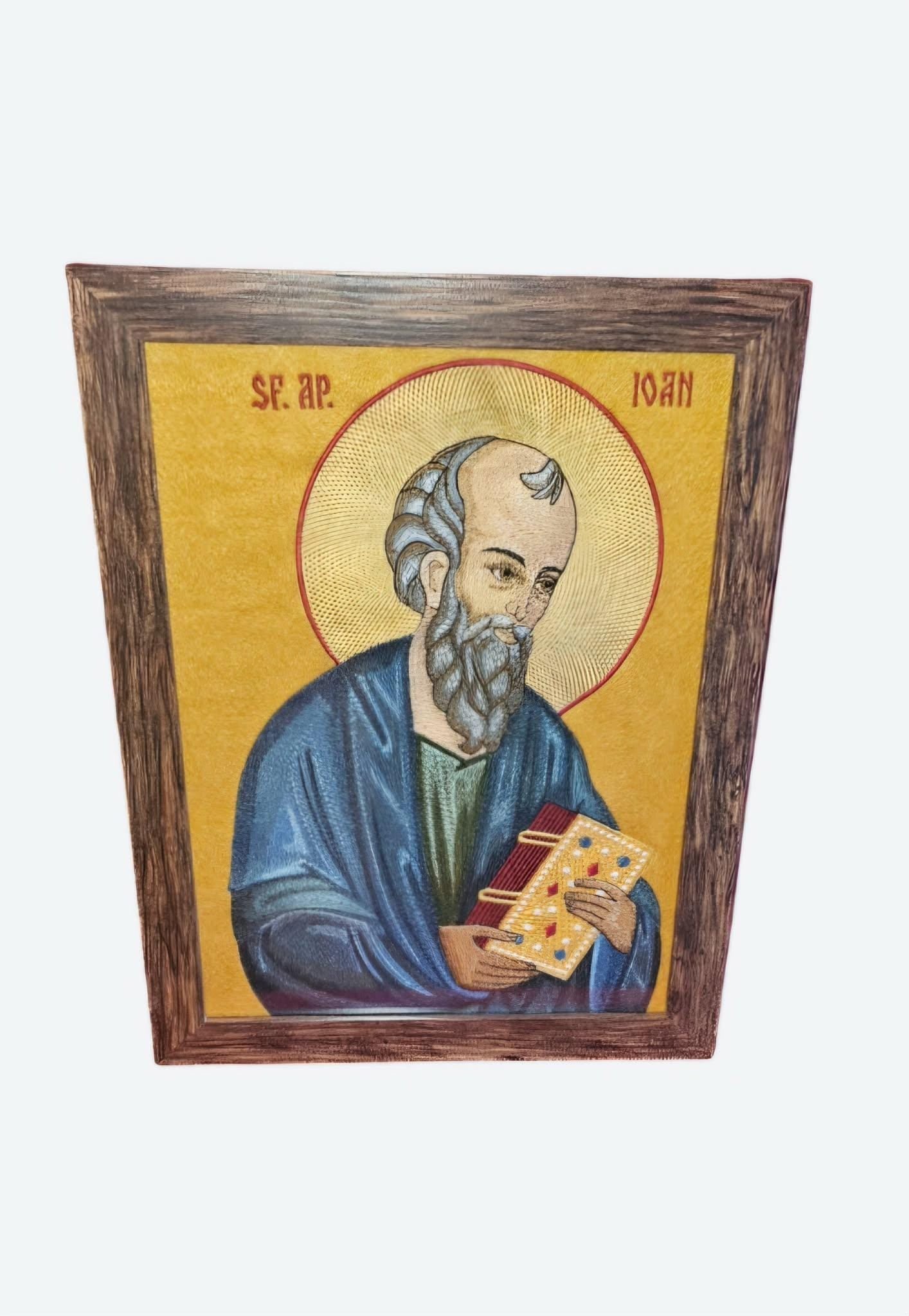 Saint John the Evangelist Orthodox Icon Orthodox Icon – Framed – 8.3x12 – Embroidered