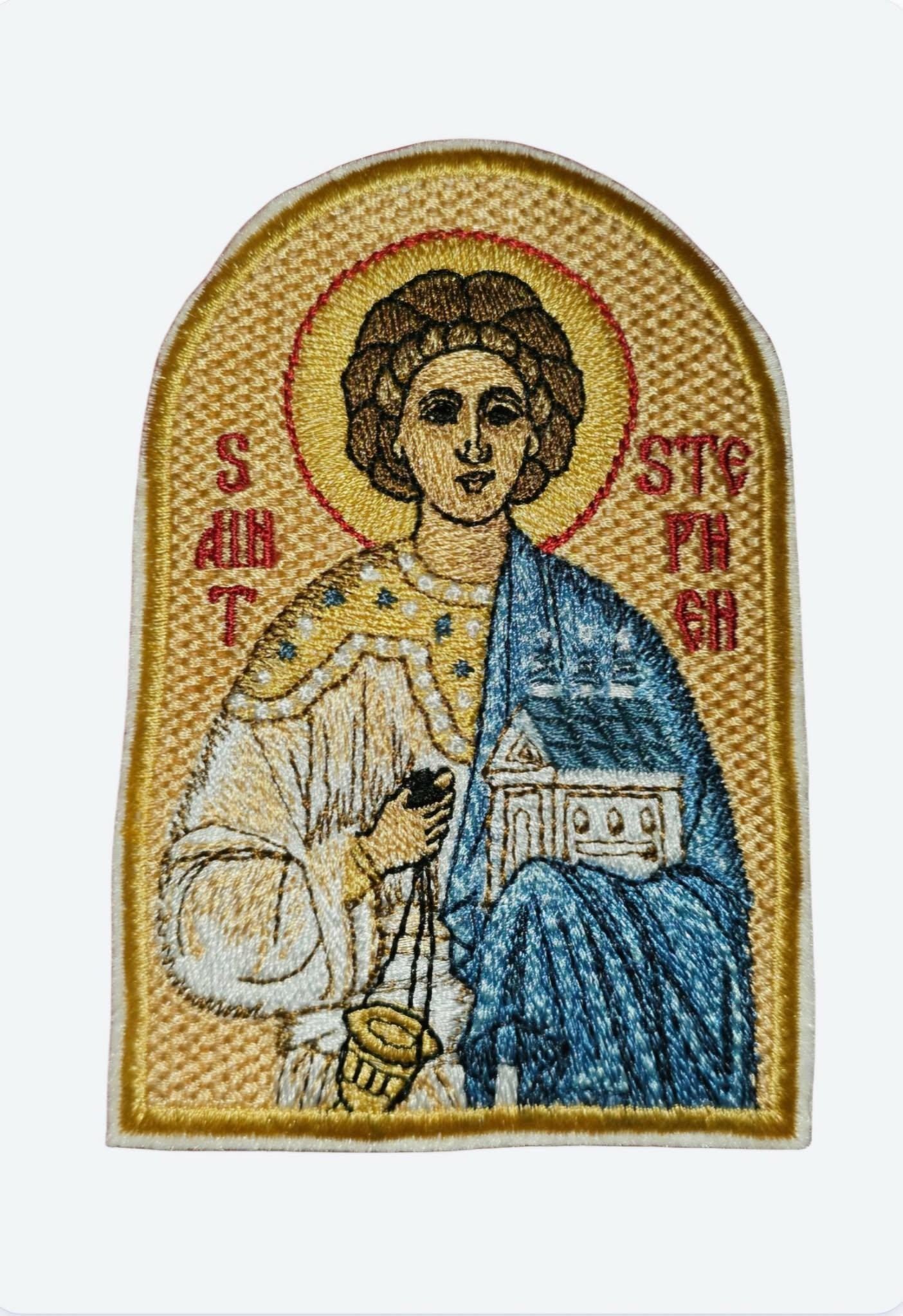 Saint Stephen the Protomartyr Embroidered Icon Patch  Byzantine Style Pocket Icon  2.97×4.43" Orthodox Christian Art