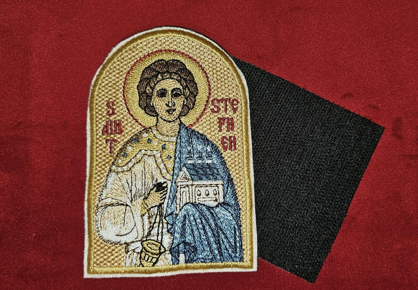 Saint Stephen the Protomartyr Embroidered Icon Patch  Byzantine Style Pocket Icon  2.97×4.43" Orthodox Christian Art