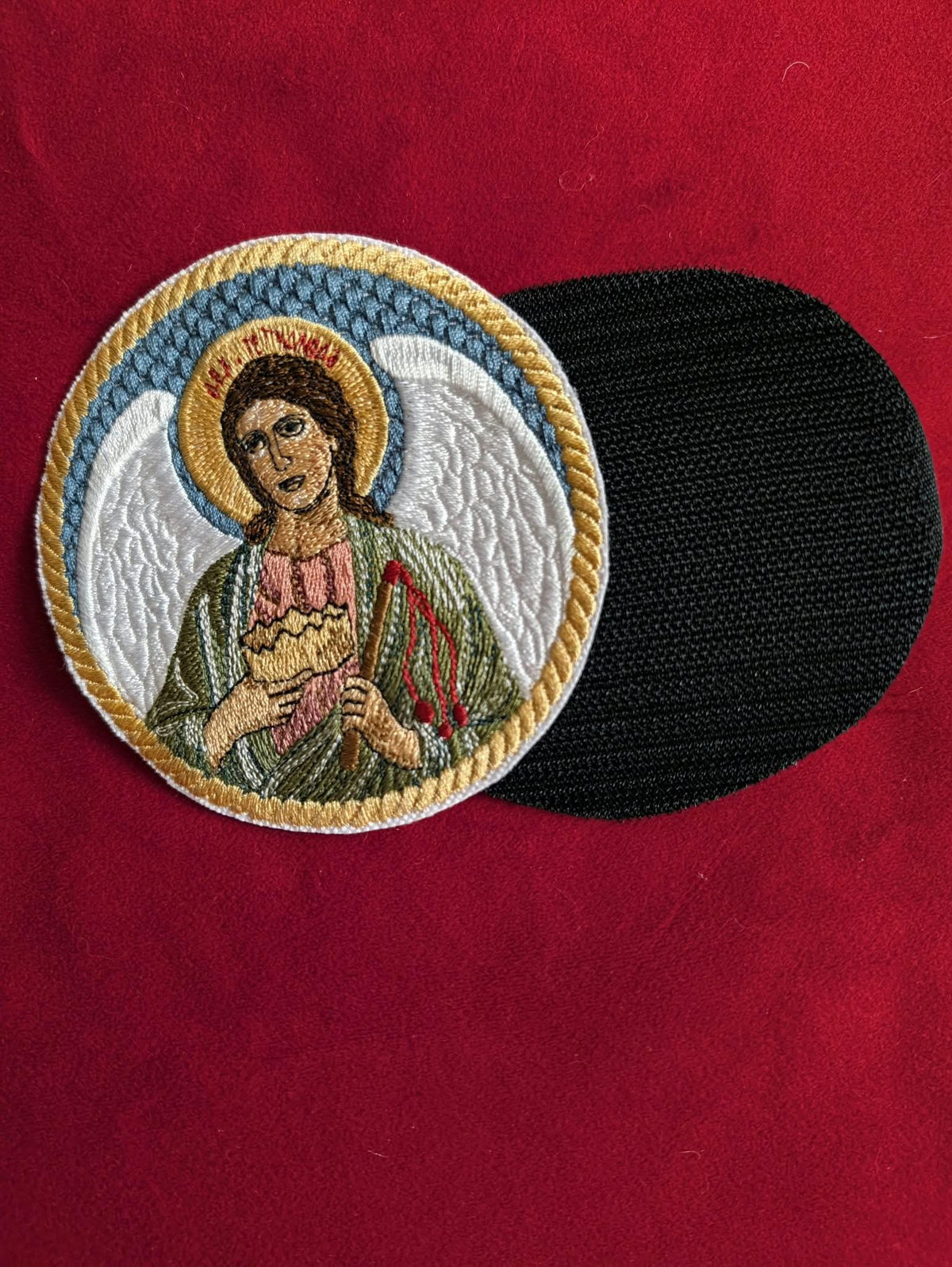 Archangel Jegudiel Embroidered Patch or Pocket Icon | 3.93" Orthodox Angel of God's Work & Crown of Righteousness