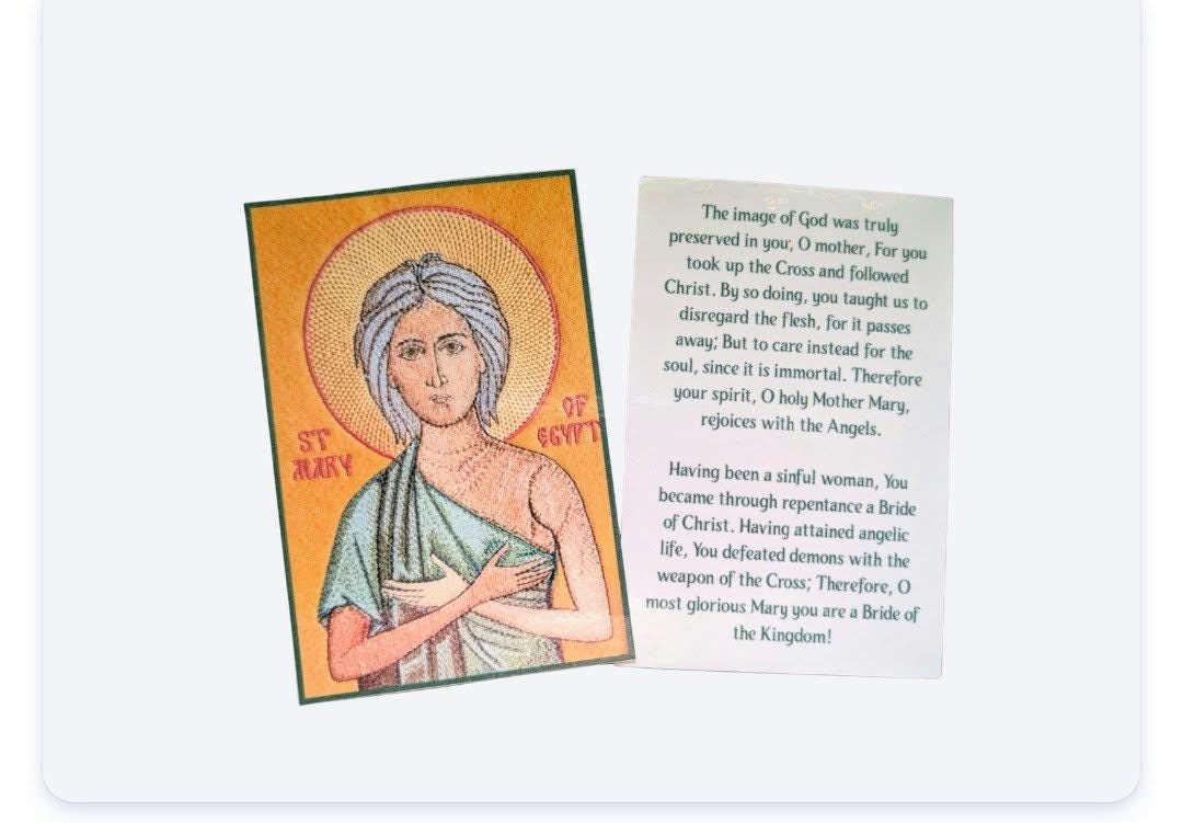 Saint Mary of Egypt Orthodox Prayer Card  2 3/8 x 3 5/8 Laminated Icon Print