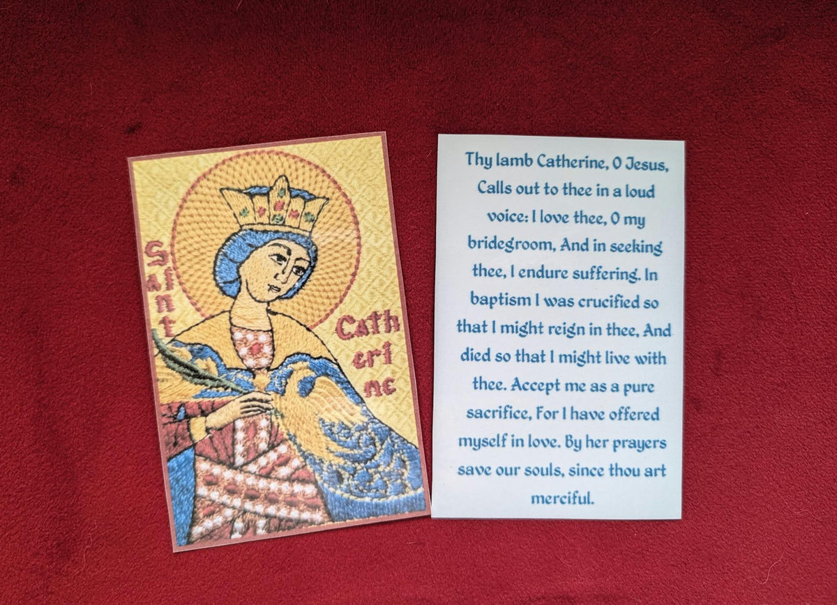 Saint Catherine of Alexandria Orthodox Prayer Card  2 3/8 x 3 5/8 Laminated Icon