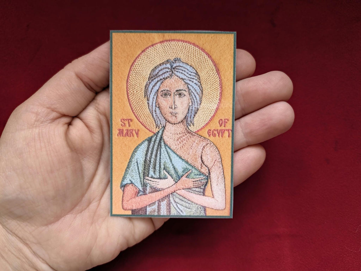 Saint Mary of Egypt Orthodox Prayer Card  2 3/8 x 3 5/8 Laminated Icon Print