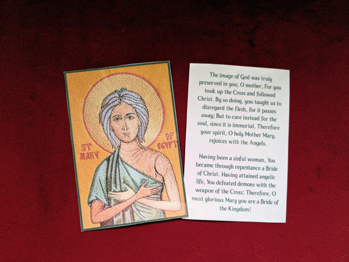 Saint Mary of Egypt Orthodox Prayer Card  2 3/8 x 3 5/8 Laminated Icon Print