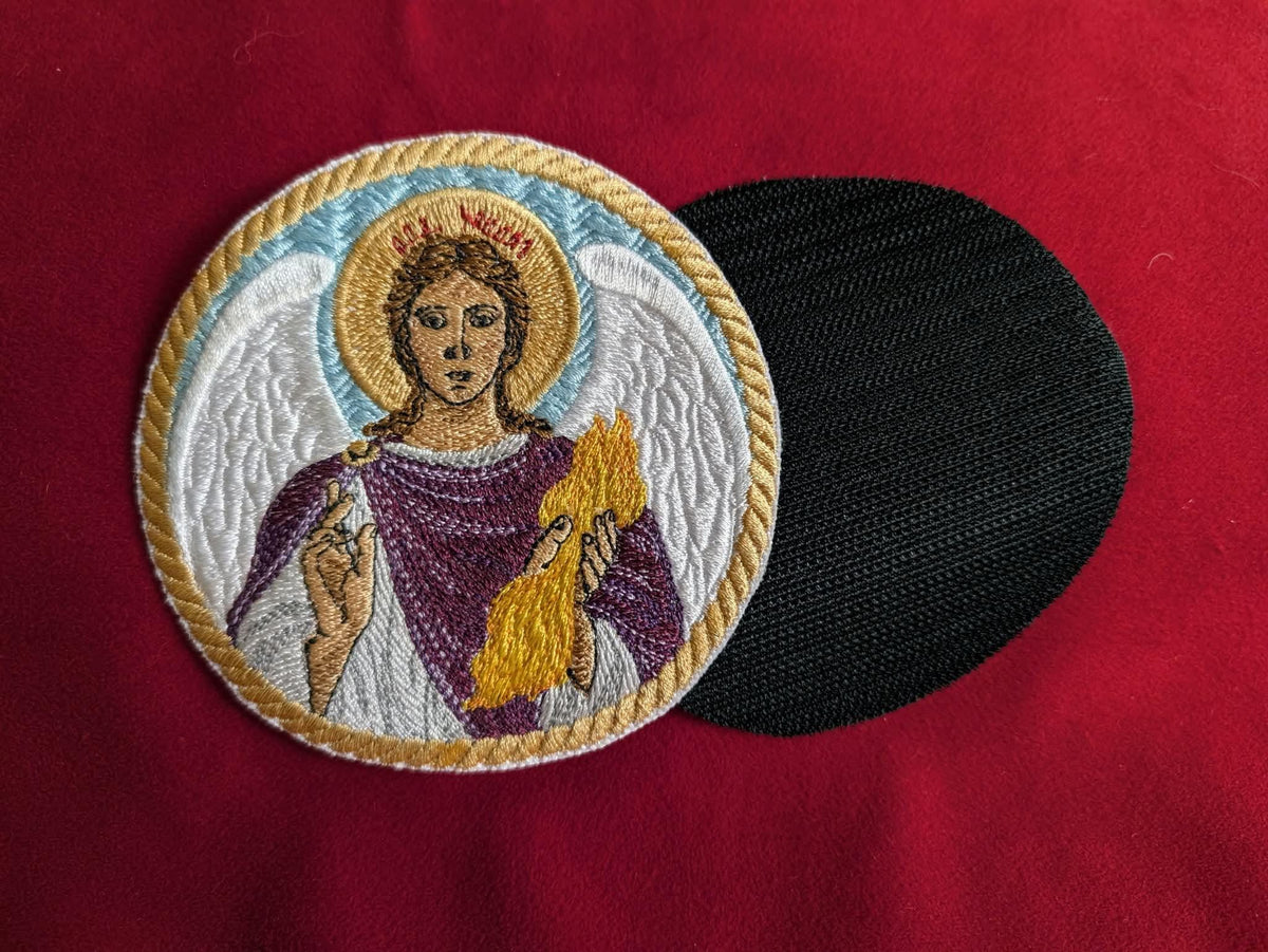Archangel Uriel Embroidered Patch or Pocket Icon | 3.93" Orthodox Angel of Fire & Divine Light