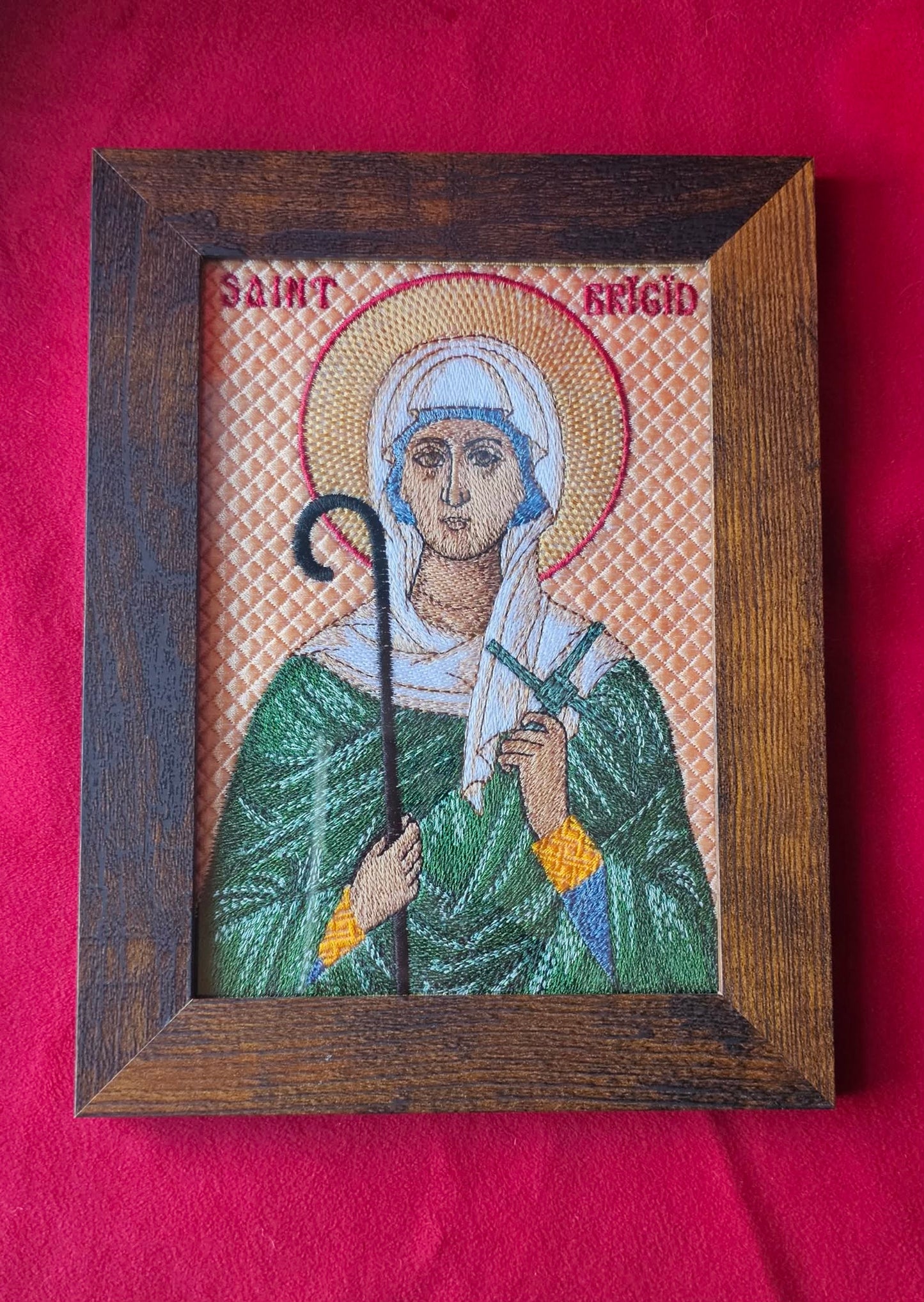 5x7 St. Brigid Of Kildare Byzantine Orthodox Christian embroidered icon, 5x7