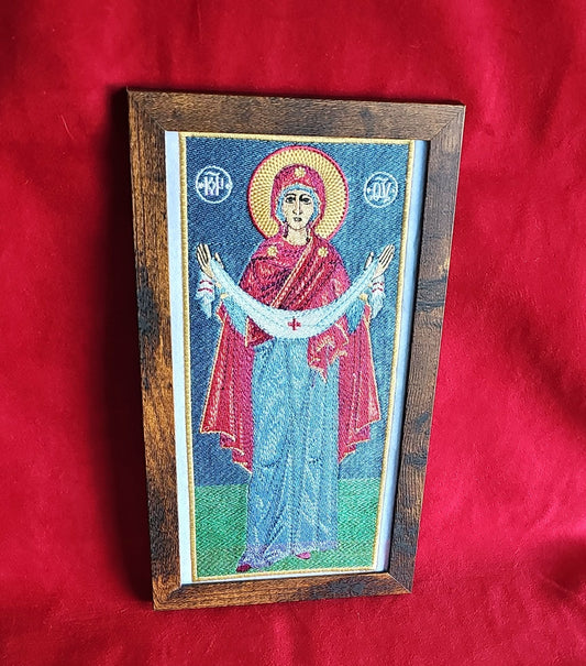 4x9.5 Protection of The Holy Theotokos Byzantine Orthodox Christian Icon